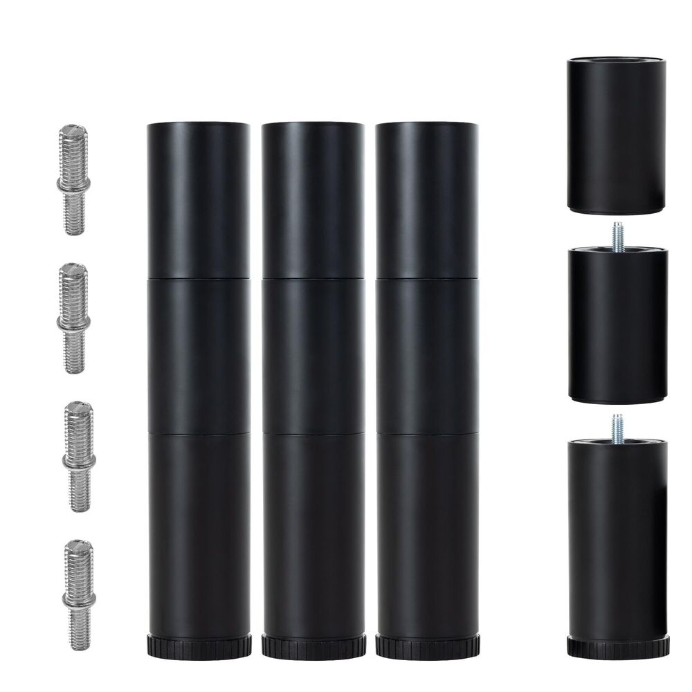 12" Bed Legs Replacement for Adjustable Bed Base Frame, 3-in-1 Screw in Set of 4
